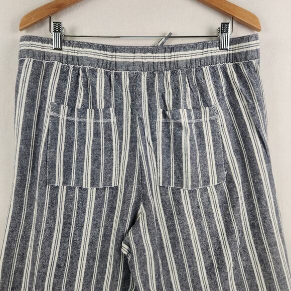 Gap Striped Blue/Cream Linen Blend Pullon Pants Women’s SZ LG Beachy Breathable - Picture 7 of 13